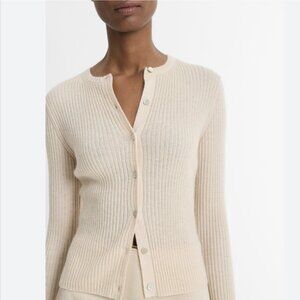 NWT Vince Cashmere Silk Ribbed Cardigan Button Front Luxury Designer